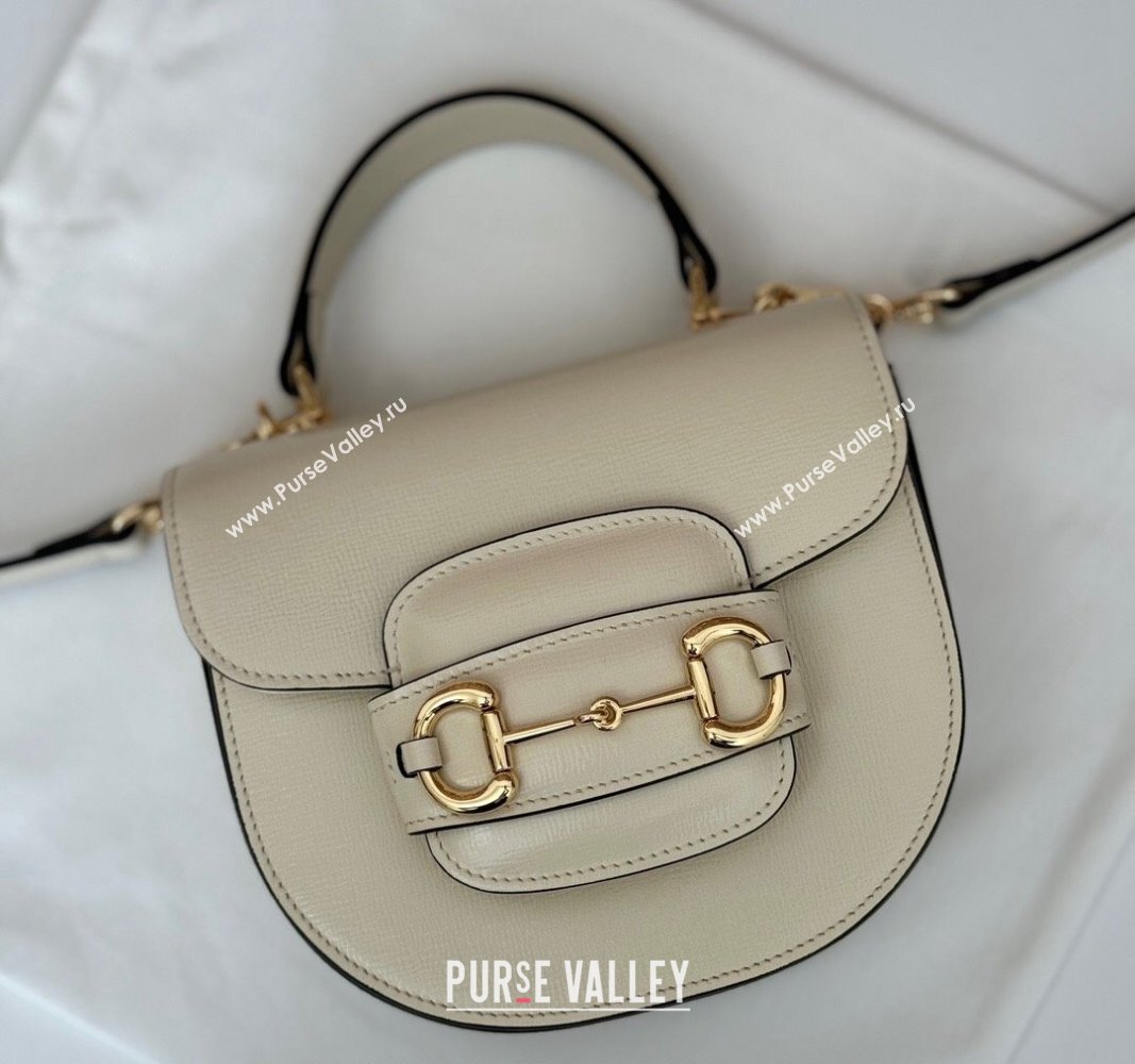 Gucci Horsebit 1955 Leather Mini Top Handle Bag ‎781387 White 2024 (DLH-240624129)