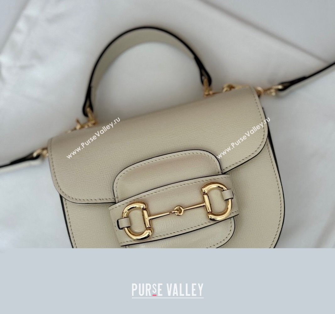 Gucci Horsebit 1955 Leather Mini Top Handle Bag ‎781387 White 2024 (DLH-240828017)