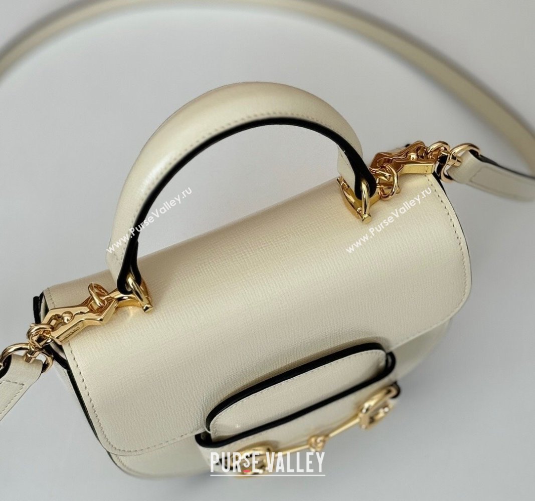 Gucci Horsebit 1955 Leather Mini Top Handle Bag ‎781387 White 2024 (DLH-240624129)