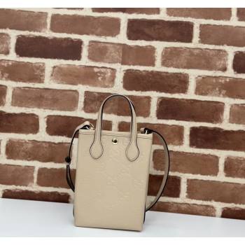 Gucci GG Leather Mini Tote bag with Strap Light Beige 2024 790133 (DLH-240624130)