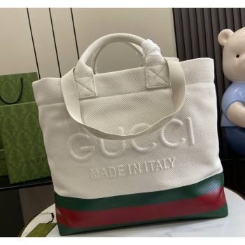 Gucci Canvas Tote bag with Embossed Detail 782741 White/Green/Red 2024 (XLU-240625047)