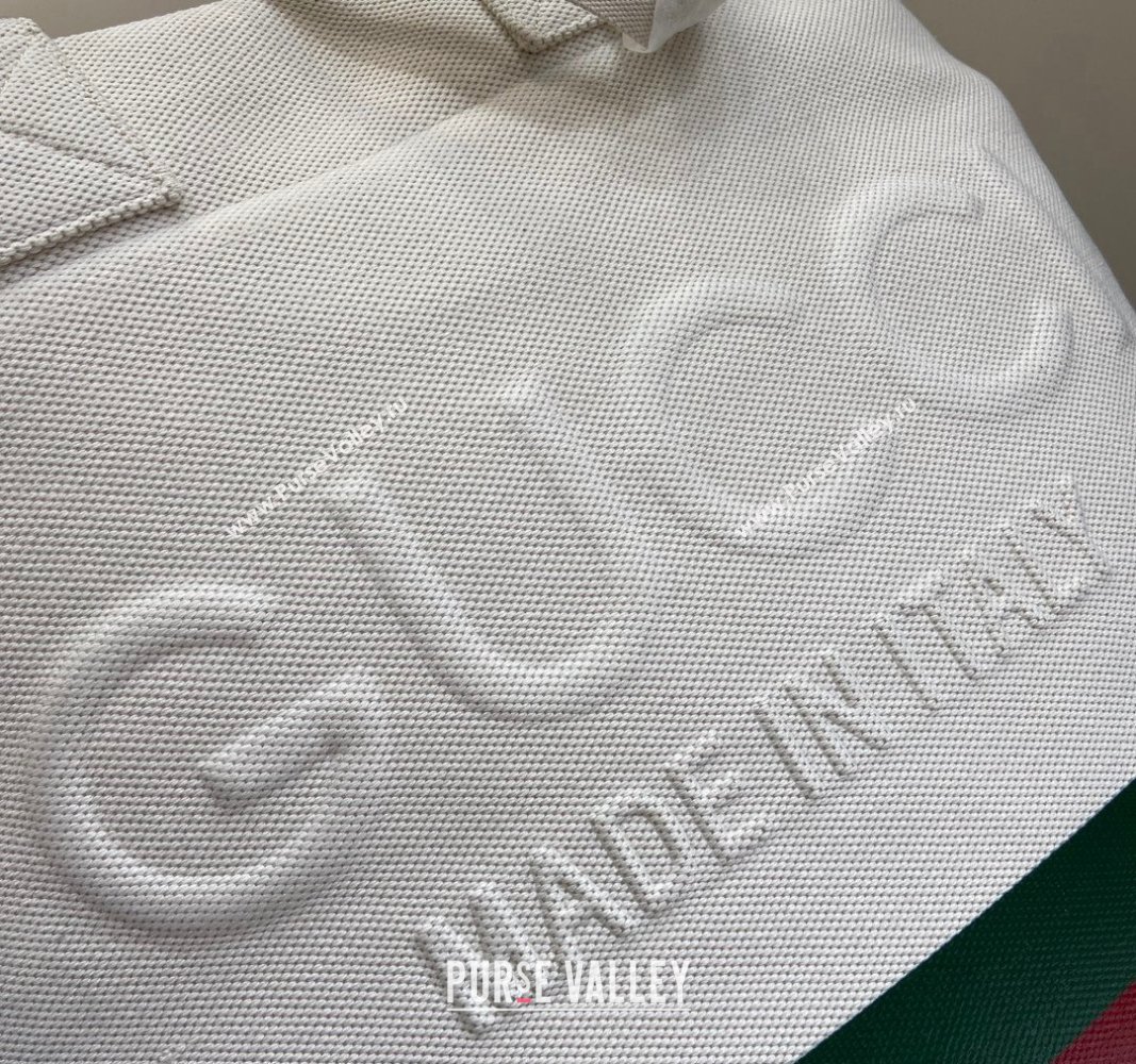 Gucci Canvas Tote bag with Embossed Detail 779510 White/Green/Red 2024 (XLU-240625046)