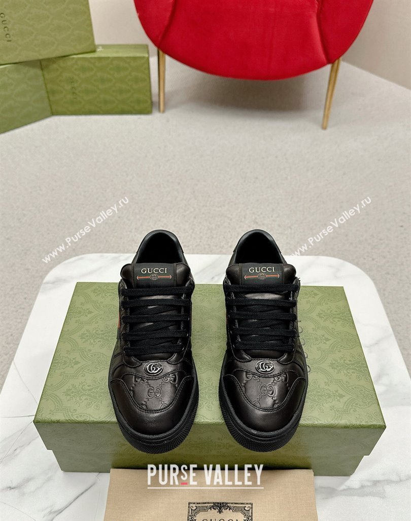 Gucci Screener Sneakers in GG Leather Black 2024 0702 (MD-240702120)