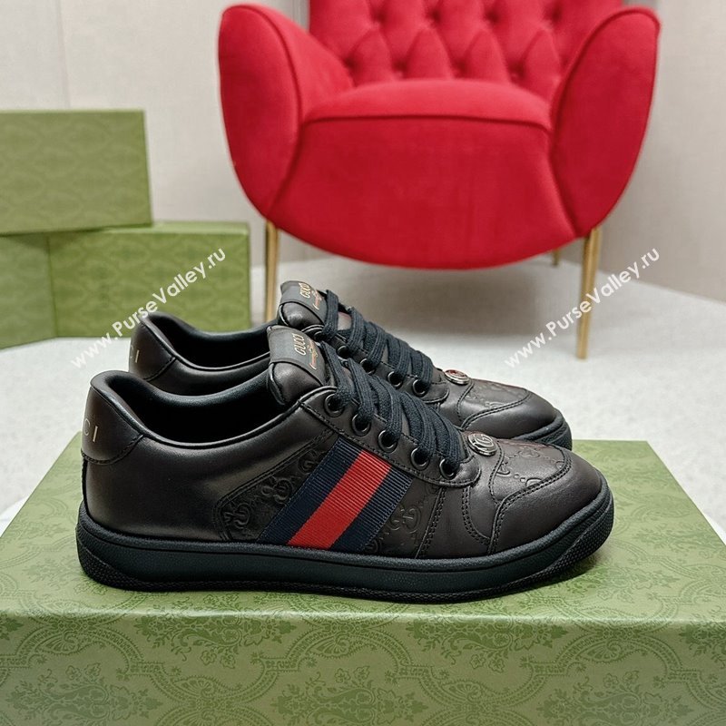 Gucci Screener Sneakers in GG Leather Black 2024 0702 (MD-240702120)