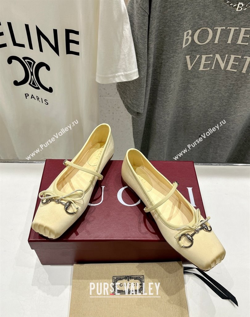 Gucci Satin Ballet Flat with Horsebit Yellow 2024 0702 (MD-240702127)