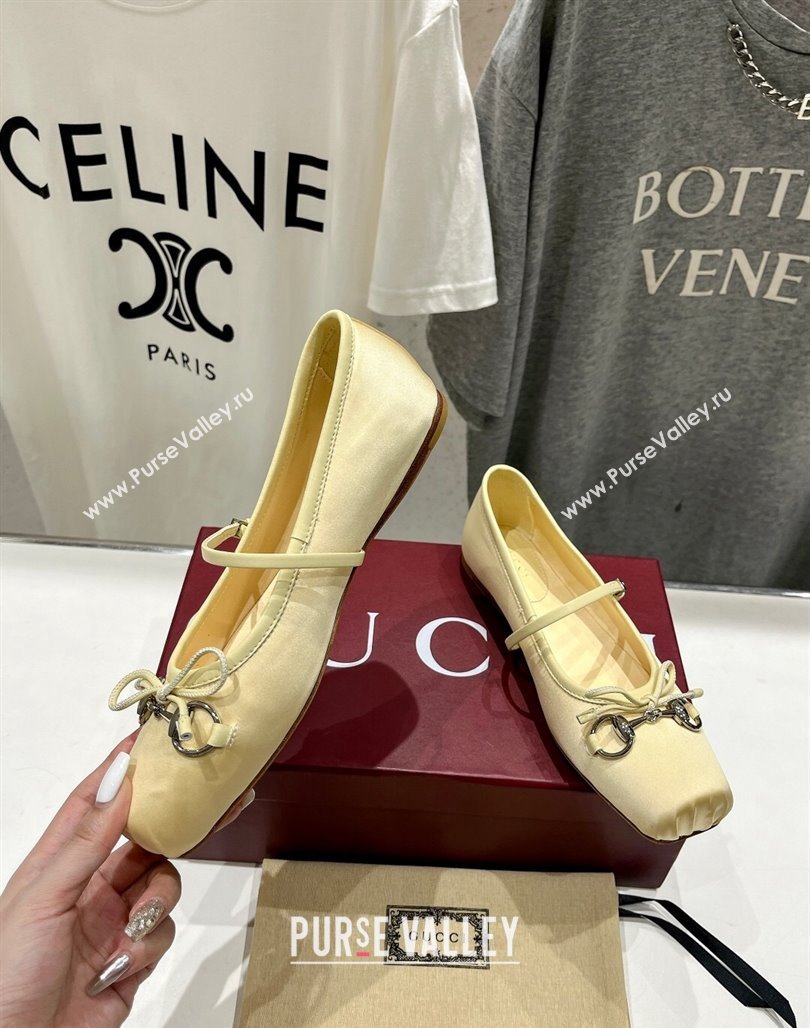 Gucci Satin Ballet Flat with Horsebit Yellow 2024 0702 (MD-240702127)