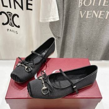 Gucci Satin Ballet Flat with Horsebit Black 2024 0702 (MD-240702128)