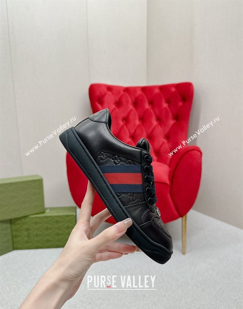 Gucci Screener Sneakers in GG Leather Black 2024 0702 (MD-240702120)