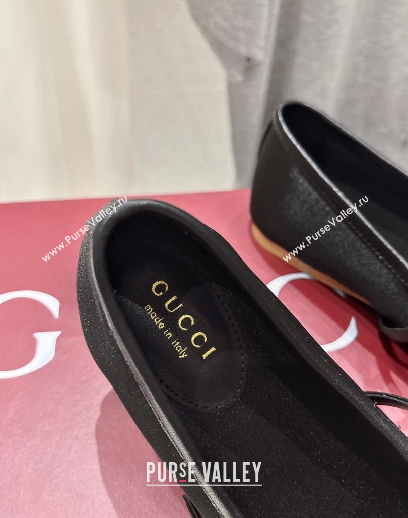 Gucci Satin Ballet Flat with Horsebit Black 2024 0702 (MD-240702128)