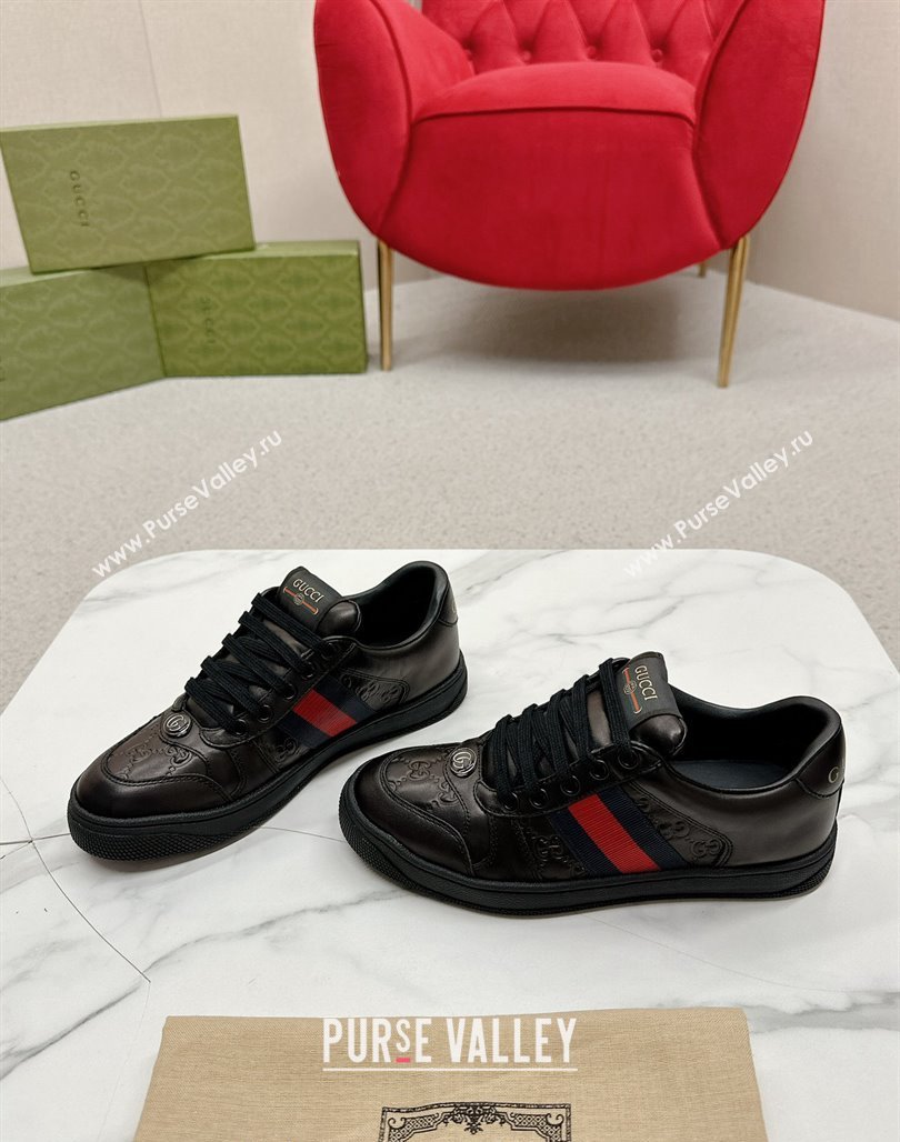 Gucci Screener Sneakers in GG Leather Black 2024 0702 (MD-240702120)