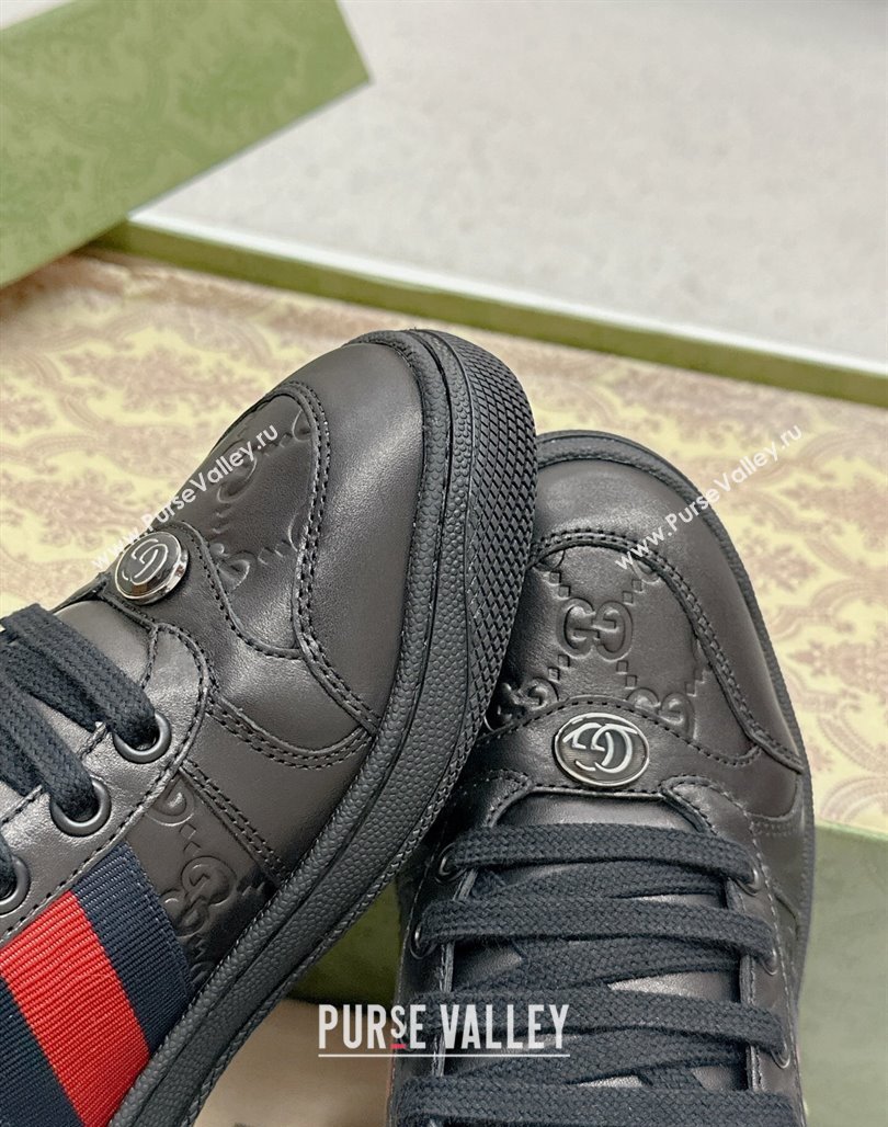 Gucci Screener Sneakers in GG Leather Black 2024 0702 (MD-240702120)