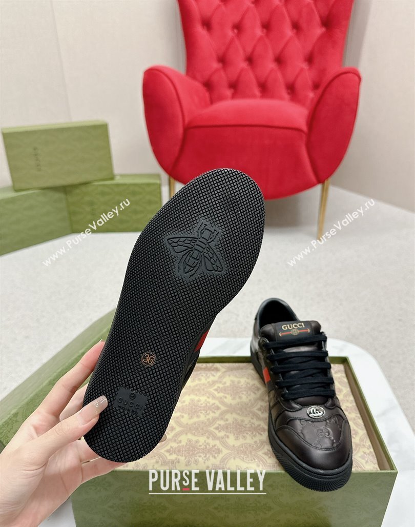 Gucci Screener Sneakers in GG Leather Black 2024 0702 (MD-240702120)