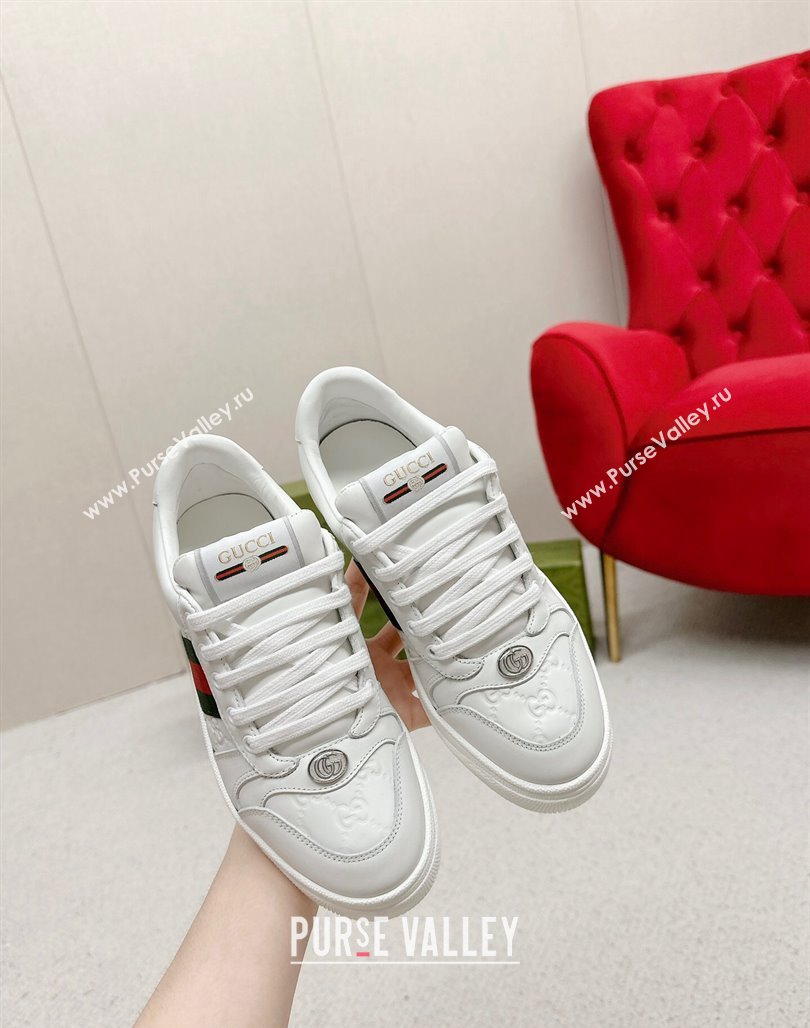 Gucci Screener Sneakers in GG Leather White 2024 0702 (MD-240702119)