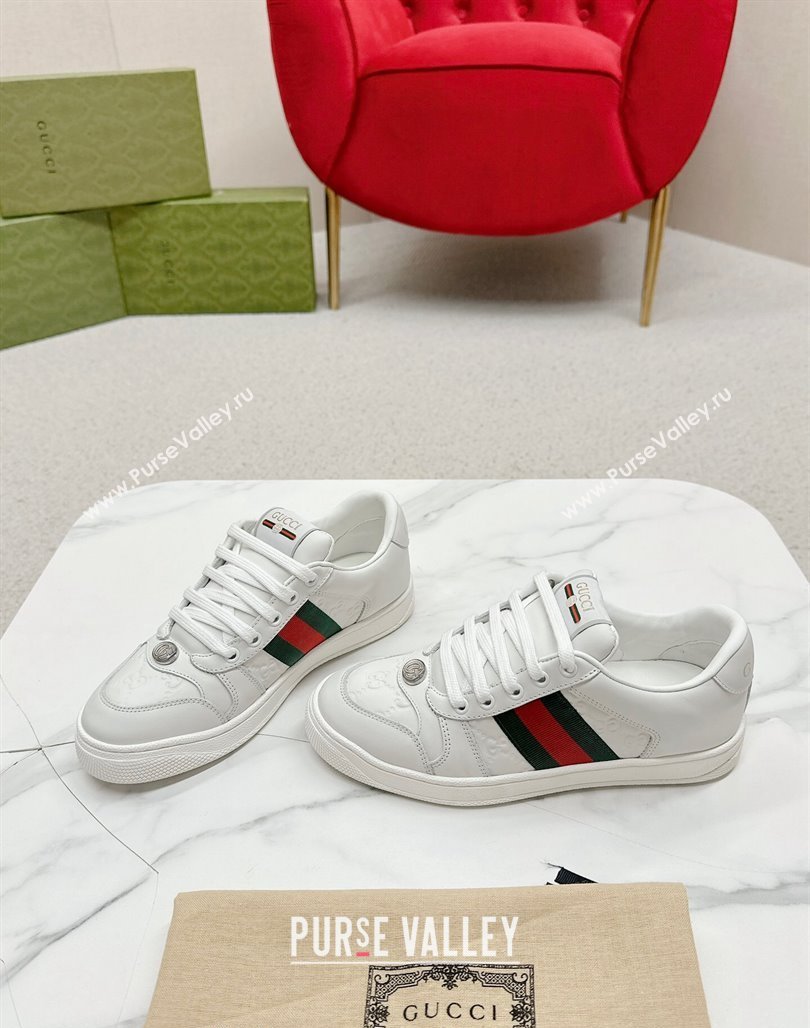 Gucci Screener Sneakers in GG Leather White 2024 0702 (MD-240702119)