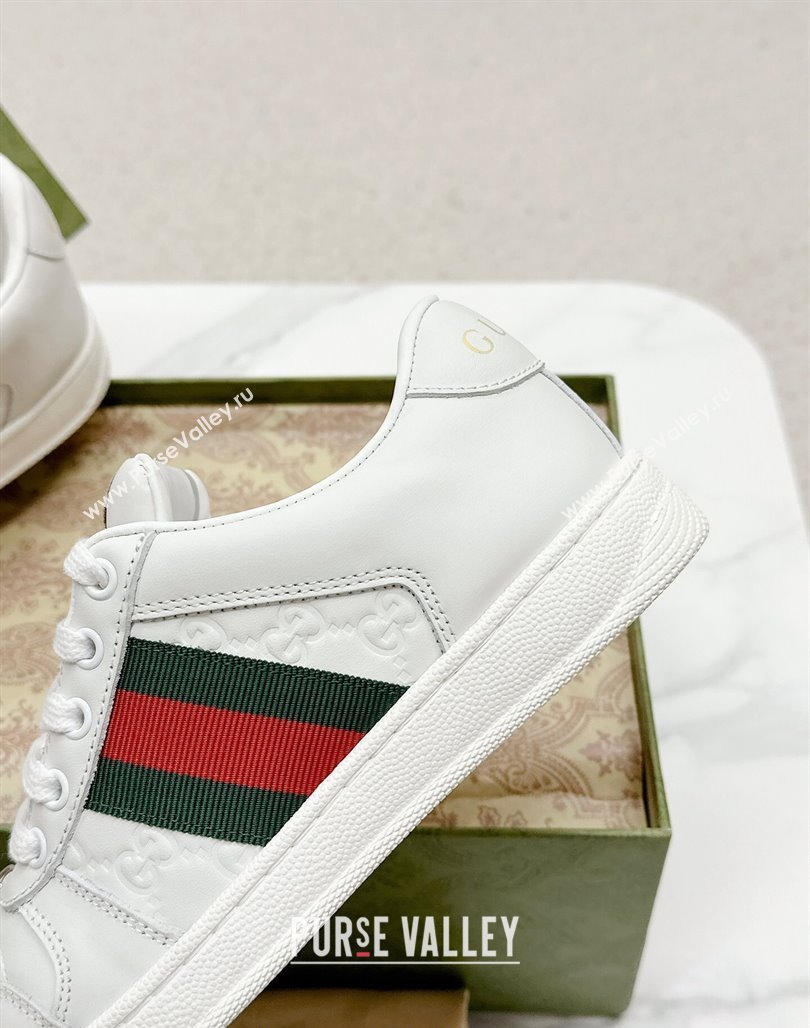 Gucci Screener Sneakers in GG Leather White 2024 0702 (MD-240702119)