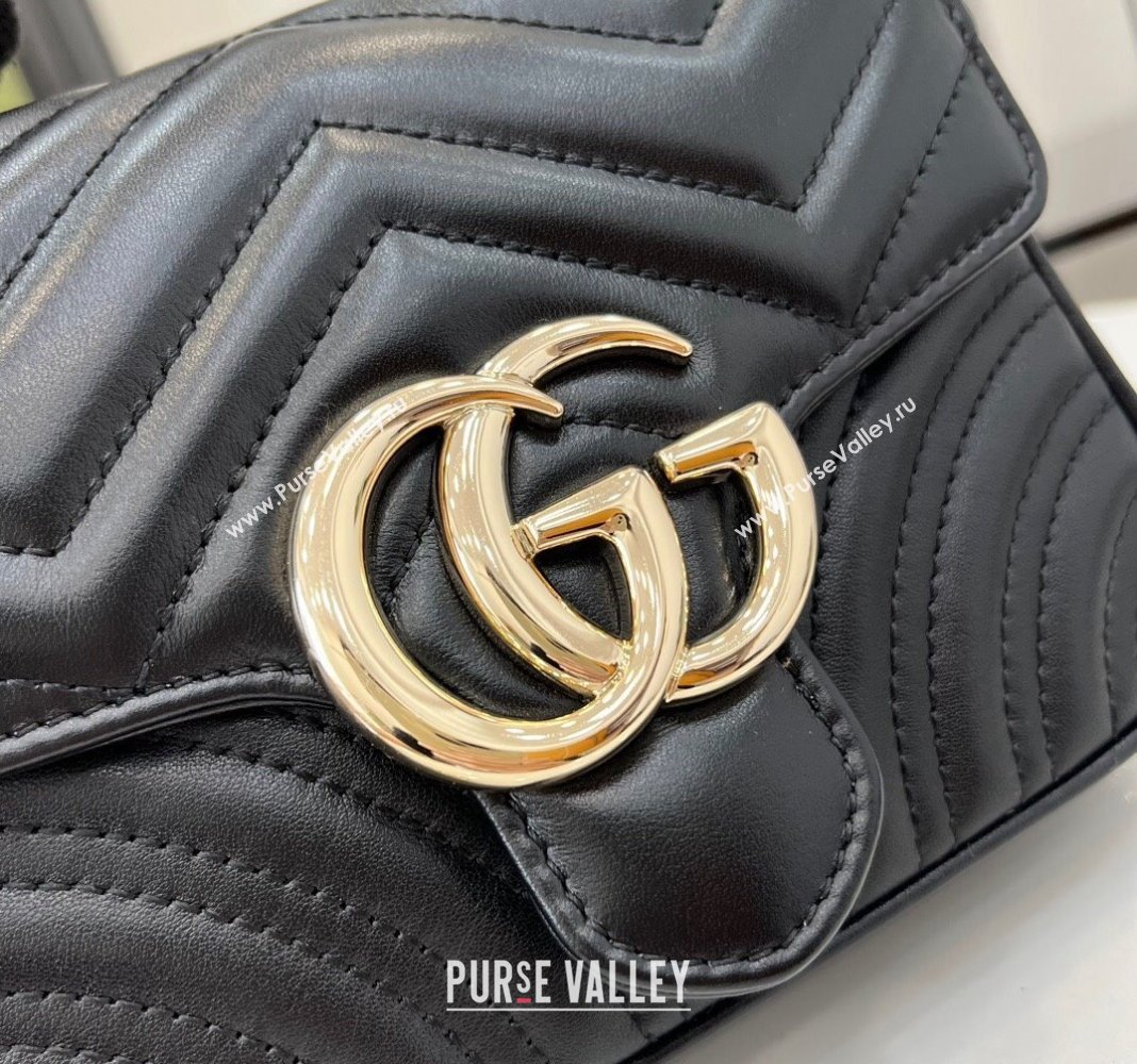 Gucci GG Marmont Leather Mini Top Handle Bag 811238 Black 2024 (XLU-240716046)