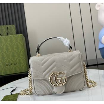 Gucci GG Marmont Leather Mini Top Handle Bag 811238 Grey 2024 (XLU-240716047)