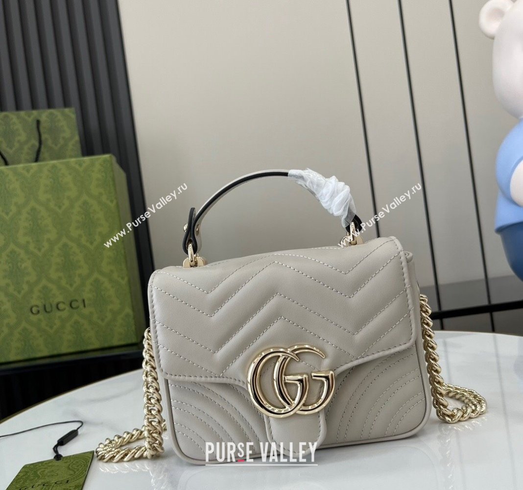 Gucci GG Marmont Leather Mini Top Handle Bag 811238 Grey 2024 (XLU-240716047)