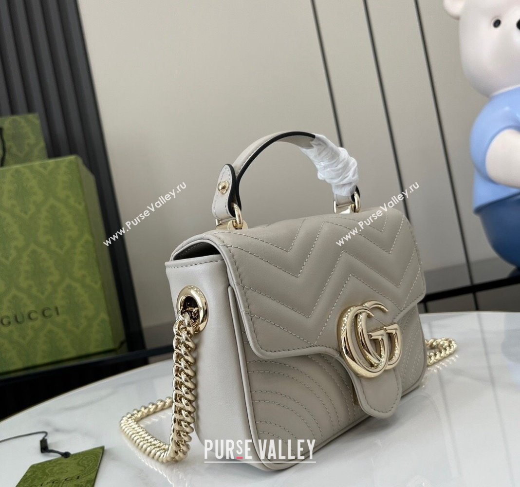 Gucci GG Marmont Leather Mini Top Handle Bag 811238 Grey 2024 (XLU-240716047)