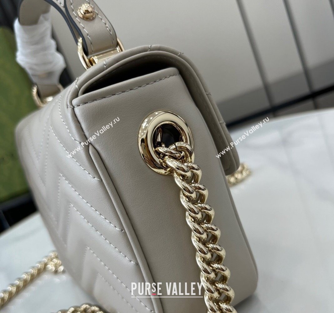 Gucci GG Marmont Leather Mini Top Handle Bag 811238 Grey 2024 (XLU-240716047)