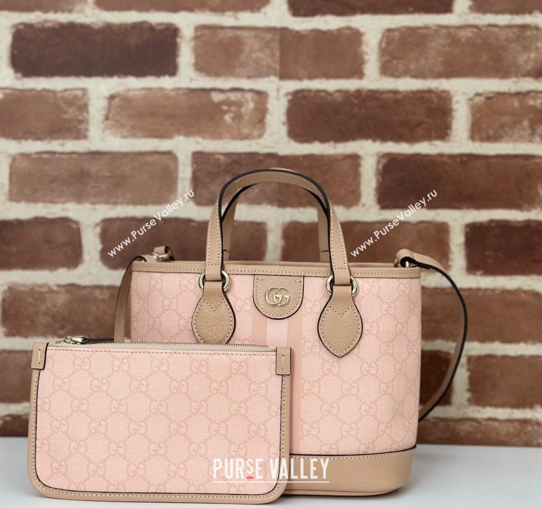 Gucci Ophidia GG Canvas Mini Tote Bag Dusty Pink 2024 811716 (DLH-240716034)