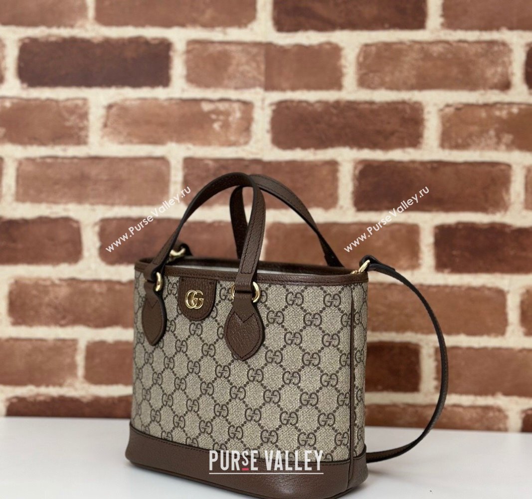 Gucci Ophidia GG Canvas Mini Tote Bag Beige/Brown 2024 811716 (DLH-240716031)