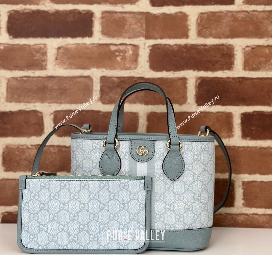 Gucci Ophidia GG Canvas Mini Tote Bag Dusty Blue 2024 811716 (DLH-240716035)