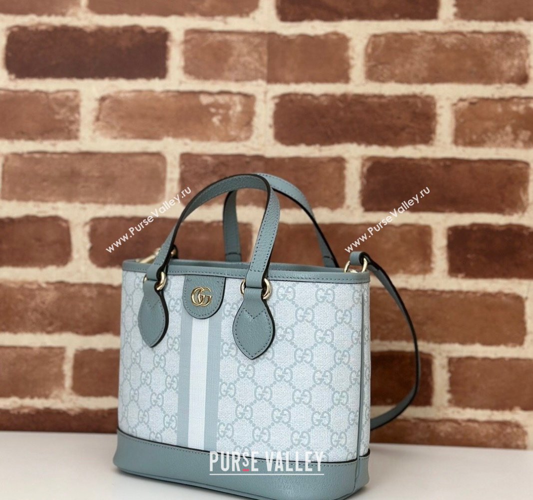 Gucci Ophidia GG Canvas Mini Tote Bag Dusty Blue 2024 811716 (DLH-240716035)