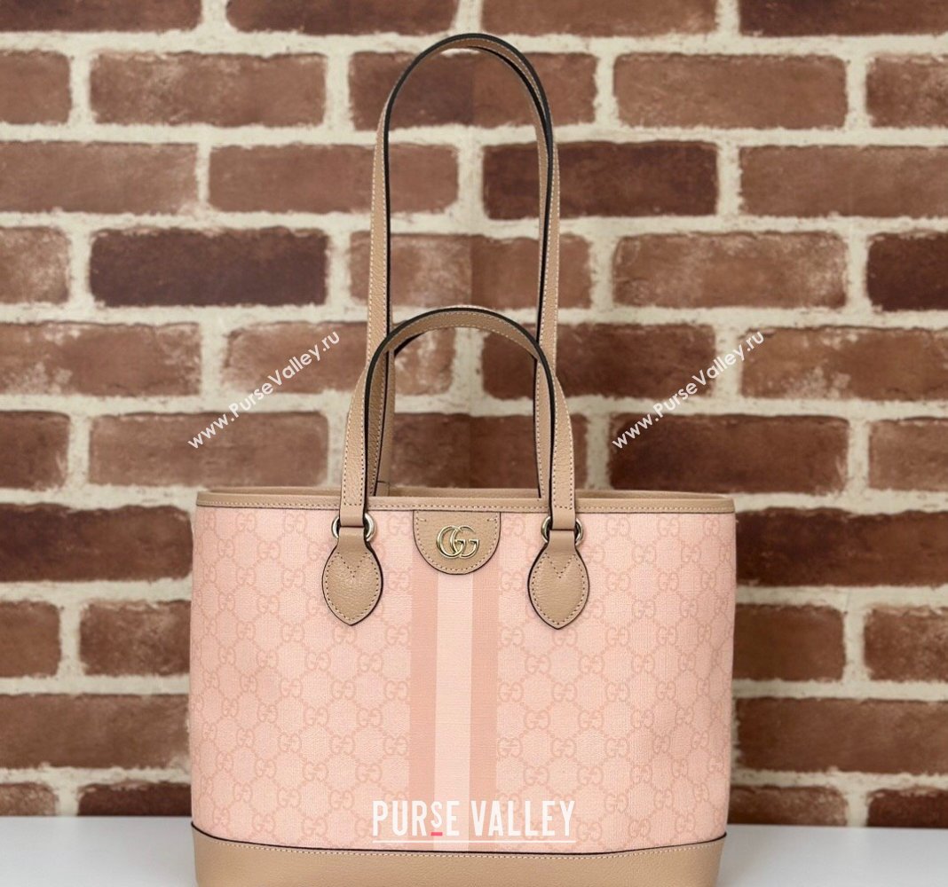 Gucci Ophidia GG Canvas Mini Tote Bag 765043 Dusty Pink 2024 (DLH-240716036)