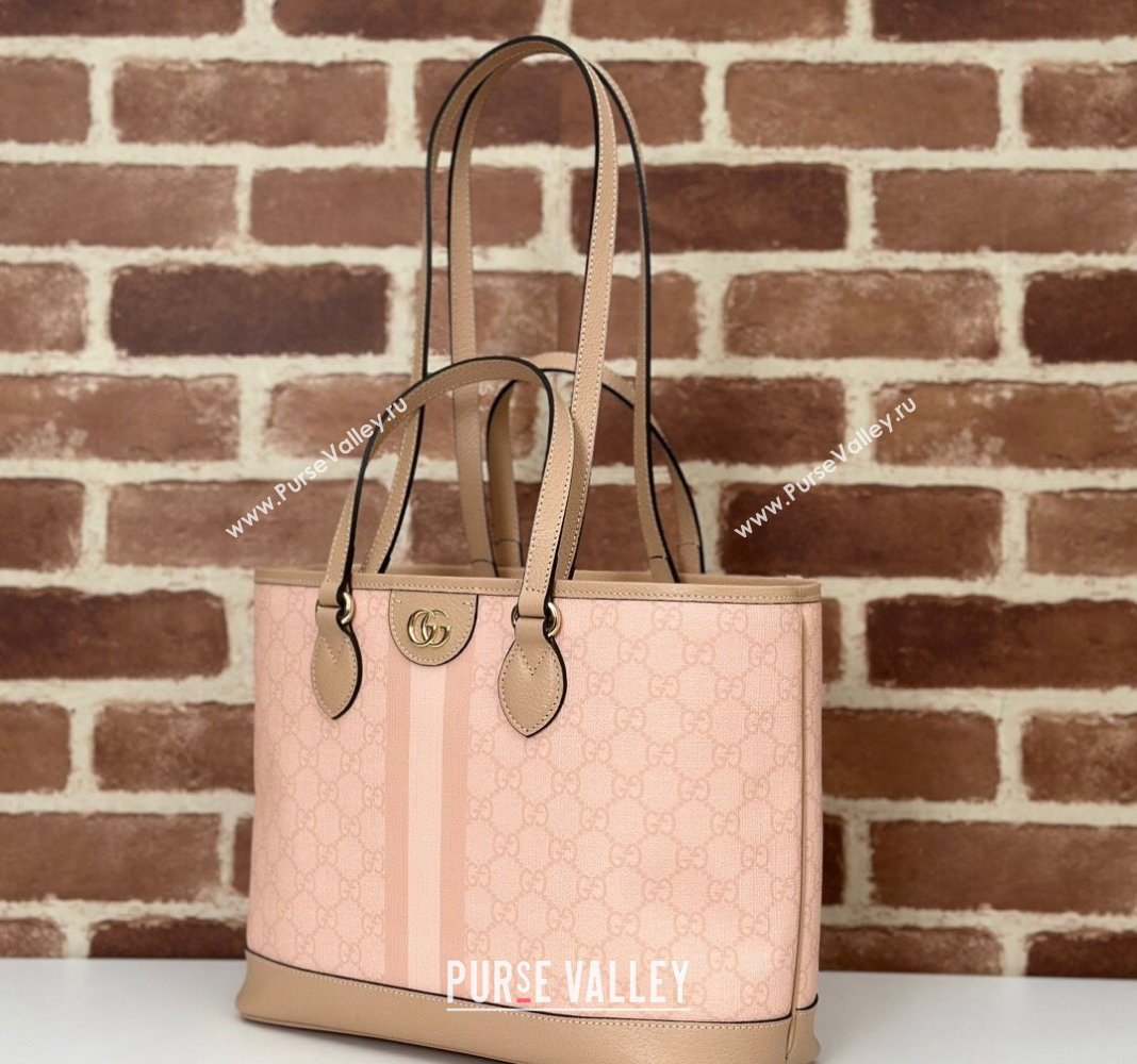 Gucci Ophidia GG Canvas Mini Tote Bag 765043 Dusty Pink 2024 (DLH-240716036)