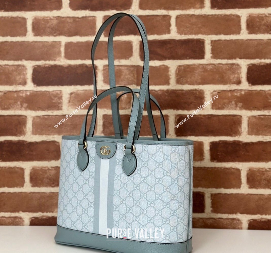 Gucci Ophidia GG Canvas Mini Tote Bag 765043 Dusty Blue 2024 (DLH-240716037)