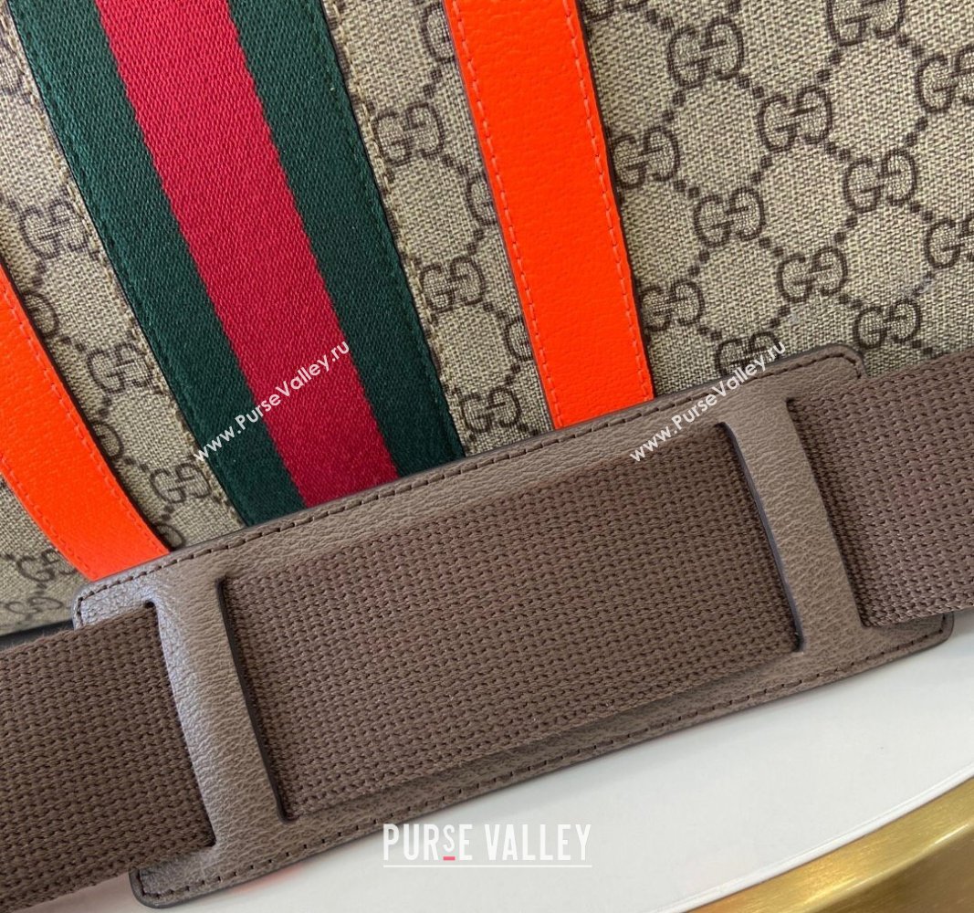 Gucci Savoy GG Canvas Small Duffle Travel Bag with Fluorescent Orange Trim 724642 2024 (XLU-240716039)