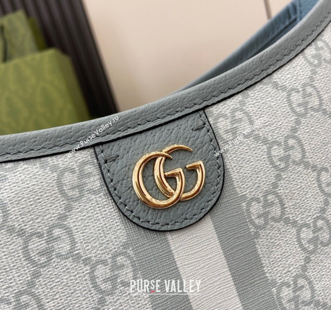 Gucci Ophidia GG Canvas Small Shoulder Bag 781402 Dusty Blue 2024 (XLU-240716041)