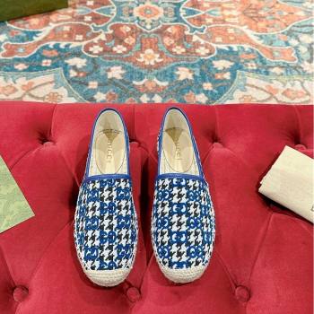 Gucci Espadrilles Flat in GG Houndtooth Canvas Sky Blue 2024 0723 (KL-2407230116)