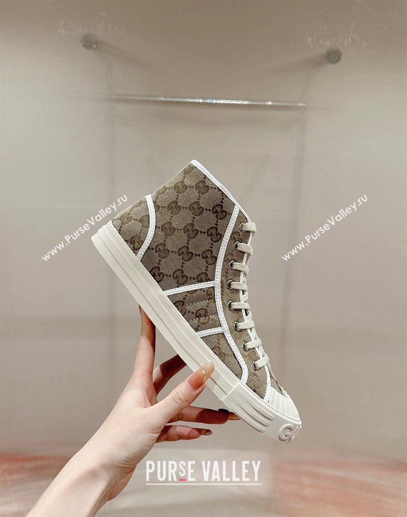 Gucci Lido GG Canvas High Top Sneakers Beige 2024 0723001 (KL-2407230105)