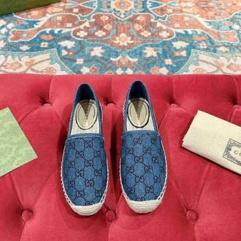 Gucci Espadrilles Flat in Strass GG Blue Denim 2024 0723 (KL-2407230118)