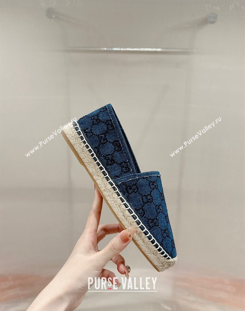 Gucci Espadrilles Flat in Strass GG Blue Denim 2024 0723 (KL-2407230118)