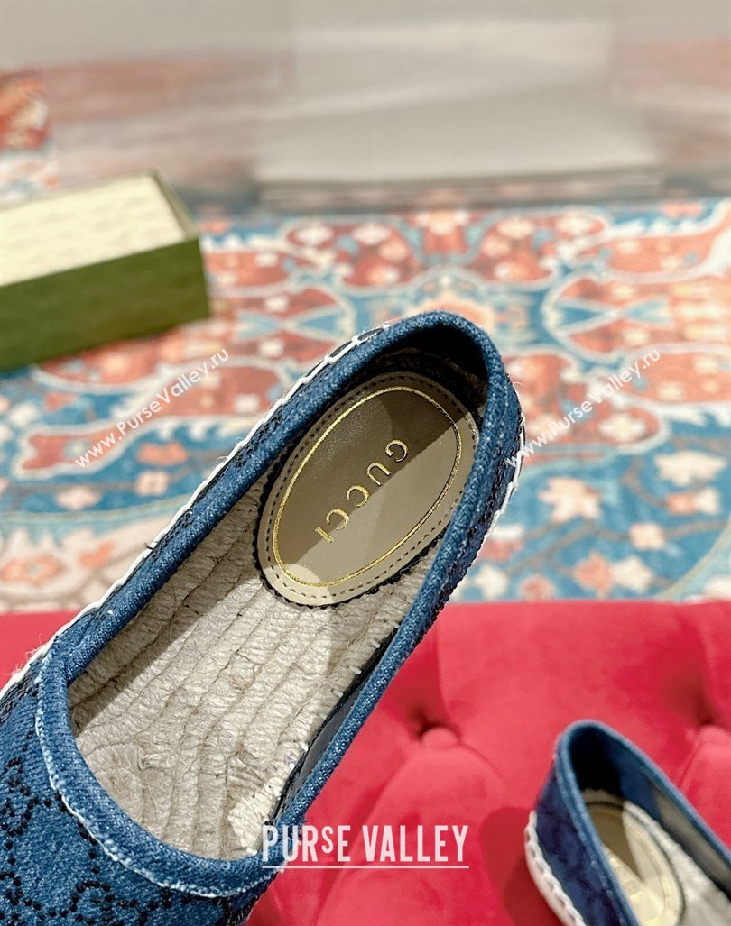 Gucci Espadrilles Flat in Strass GG Blue Denim 2024 0723 (KL-2407230118)