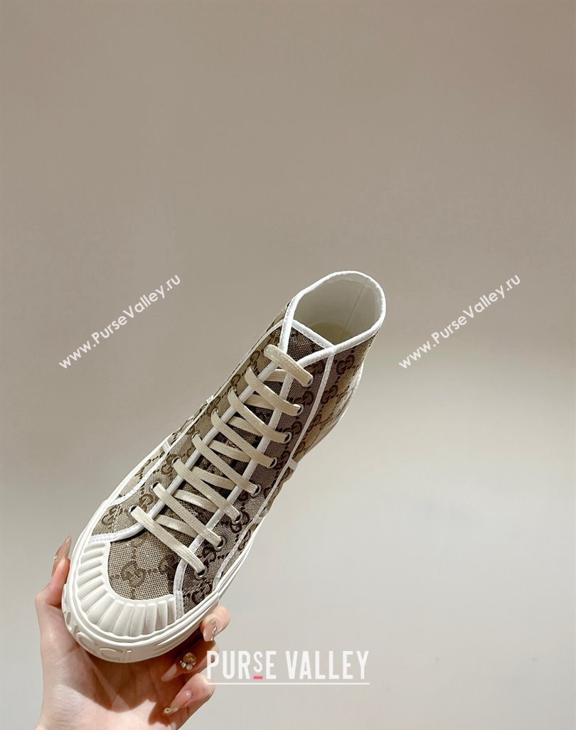 Gucci Lido GG Canvas High Top Sneakers Beige 2024 0723001 (KL-2407230105)