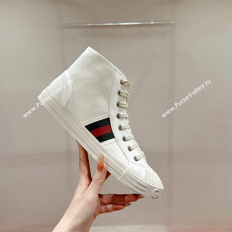 Gucci Lido Canvas High Top Sneakers White 2024 0723001 (KL-2407230106)