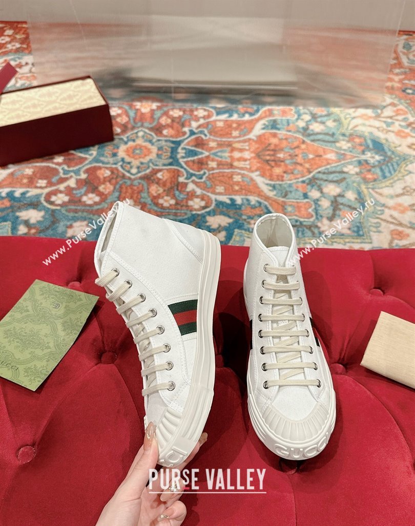 Gucci Lido Canvas High Top Sneakers White 2024 0723001 (KL-2407230106)