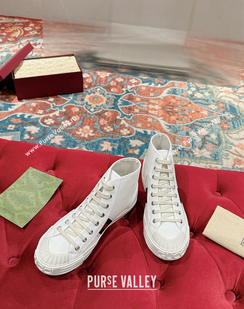 Gucci Lido Canvas High Top Sneakers White 2024 0723001 (KL-2407230106)