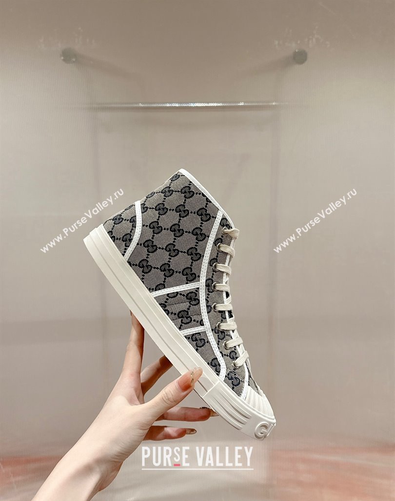 Gucci Lido GG Canvas High Top Sneakers Grey 2024 0723001 (KL-2407230104)