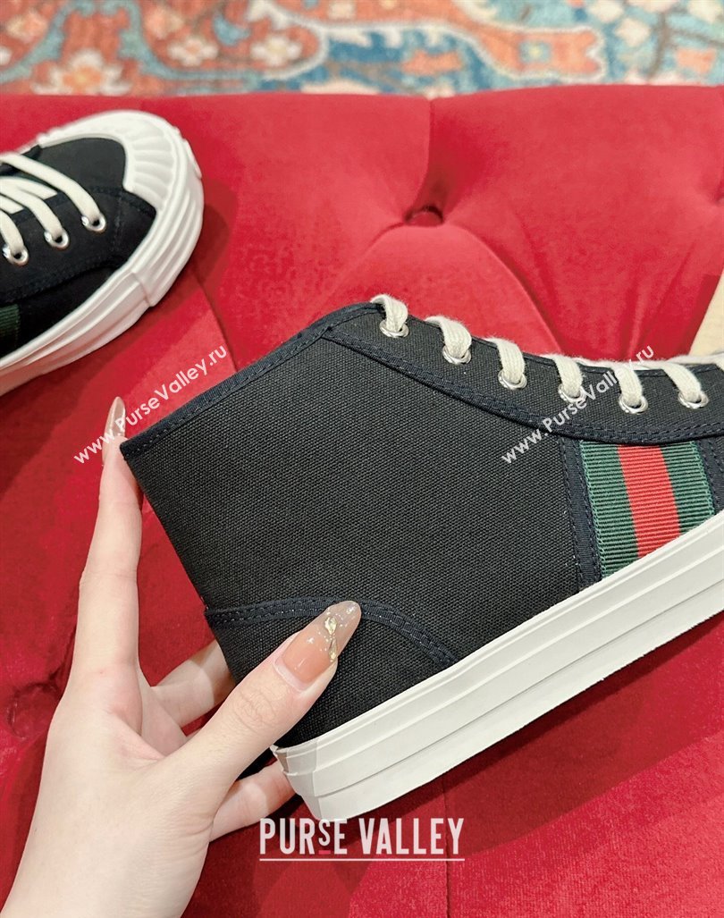 Gucci Lido Canvas High Top Sneakers Black 2024 0723001 (KL-2407230107)