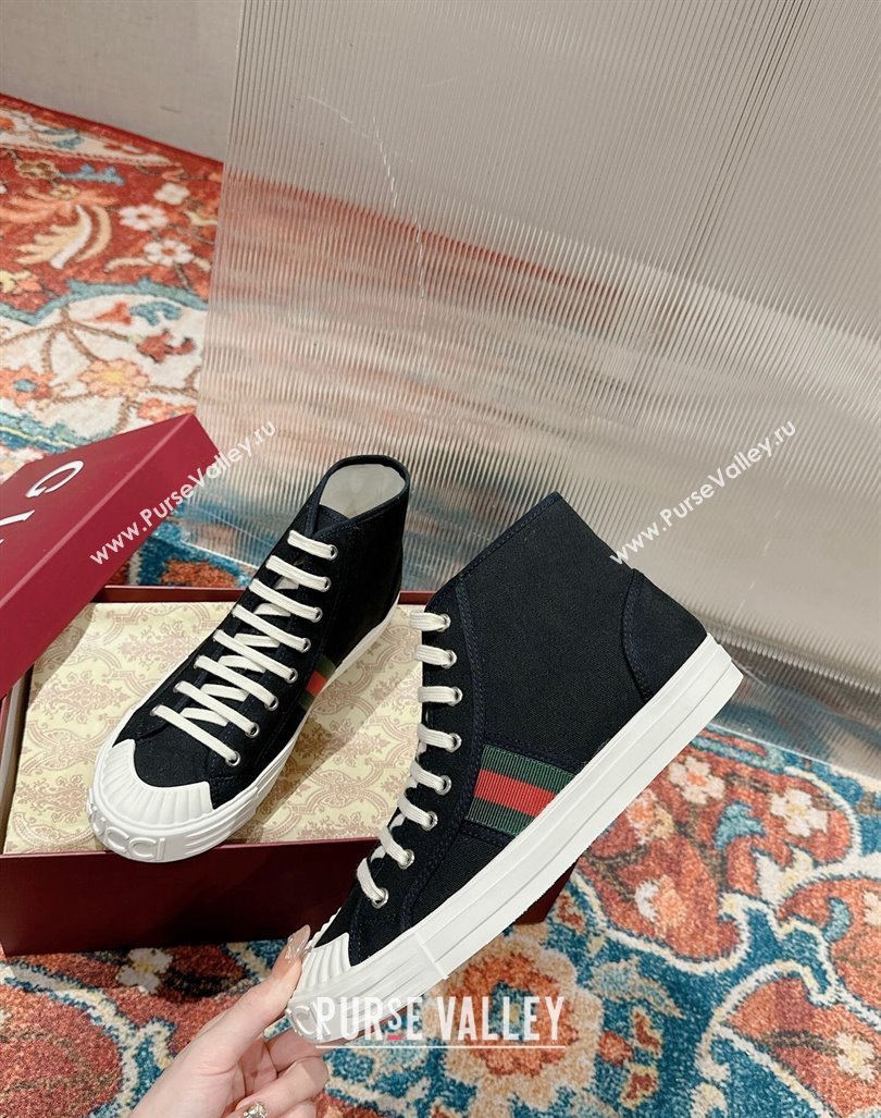 Gucci Lido Canvas High Top Sneakers Black 2024 0723001 (KL-2407230107)