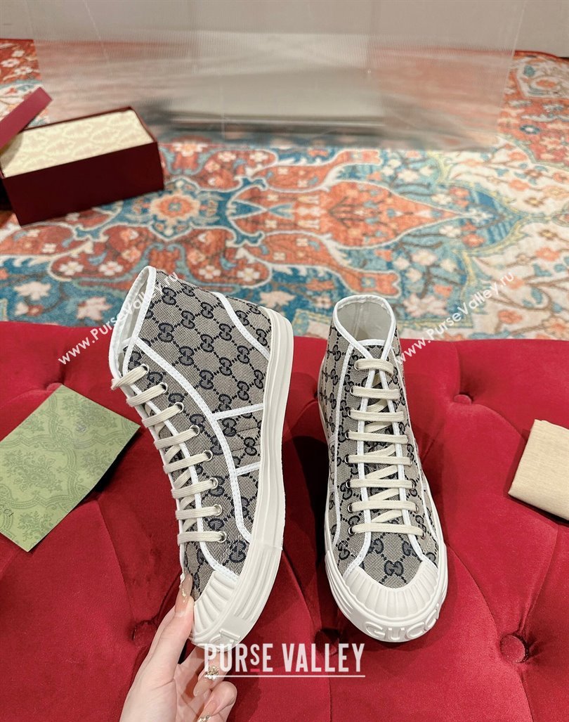 Gucci Lido GG Canvas High Top Sneakers Grey 2024 0723001 (KL-2407230104)