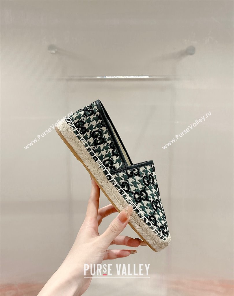 Gucci Espadrilles Flat in GG Houndtooth Canvas Black 2 2024 0723 (KL-2407230113)