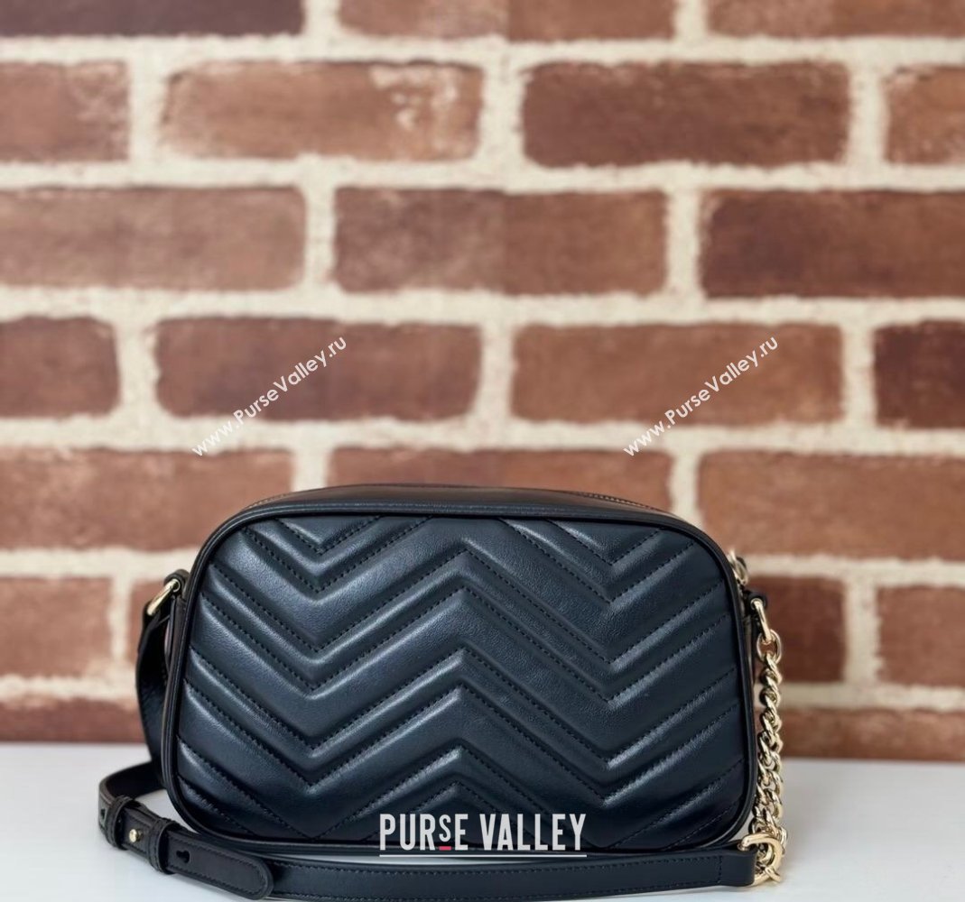 Gucci GG Marmont Leather Small Shoulder Bag with Zip Pocket 798715 Black 2024 (DLH-240806056)