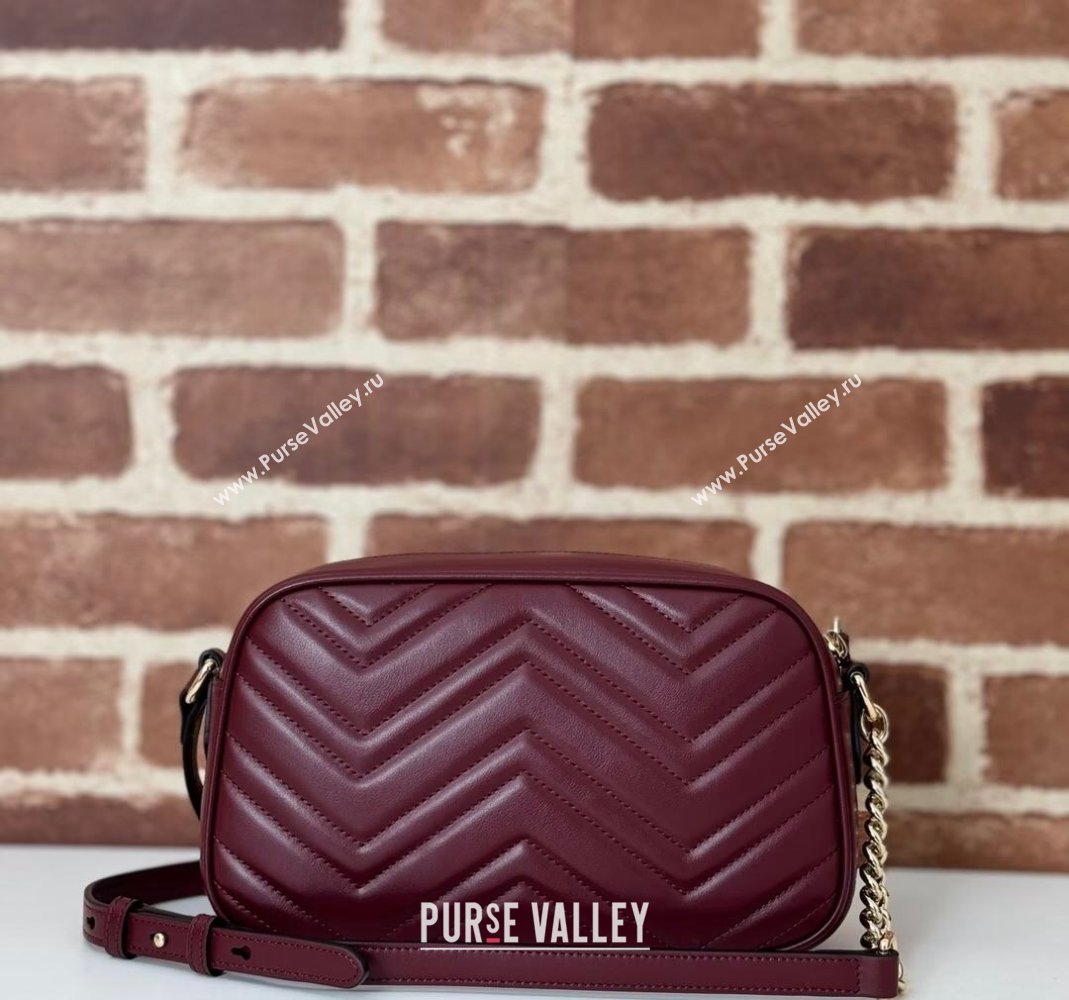 Gucci GG Marmont Leather Small Shoulder Bag with Zip Pocket 798715 Dark Burgundy 2024 (DLH-240806057)