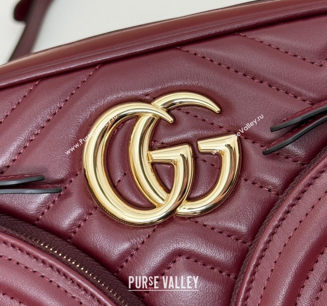 Gucci GG Marmont Leather Small Shoulder Bag with Zip Pocket 798715 Dark Burgundy 2024 (DLH-240806057)